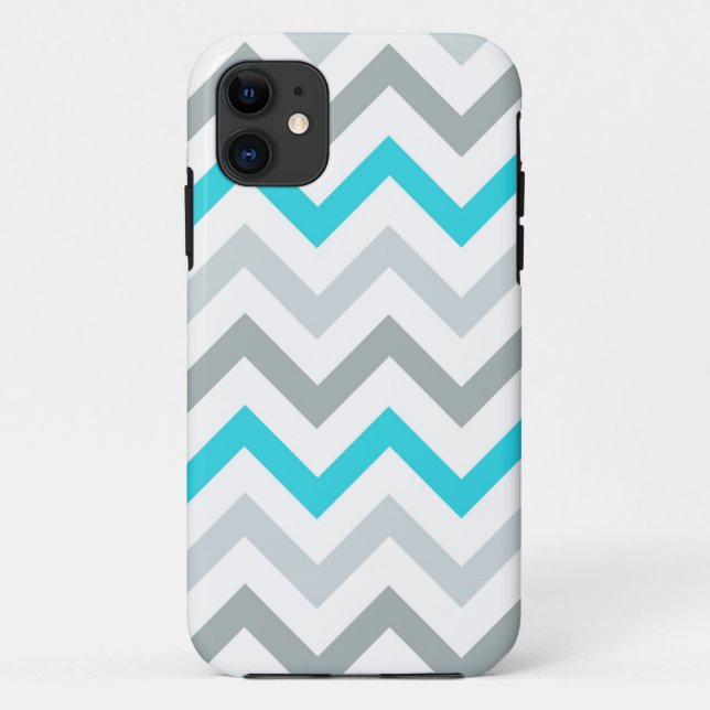 Blue/Aqua Tri Tone Chevron iPhone 5 Case (Back)