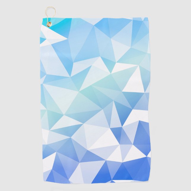 Blue aqua white geometric design golf towel (Front)