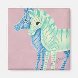 Blue & Aqua Zebras Magnet