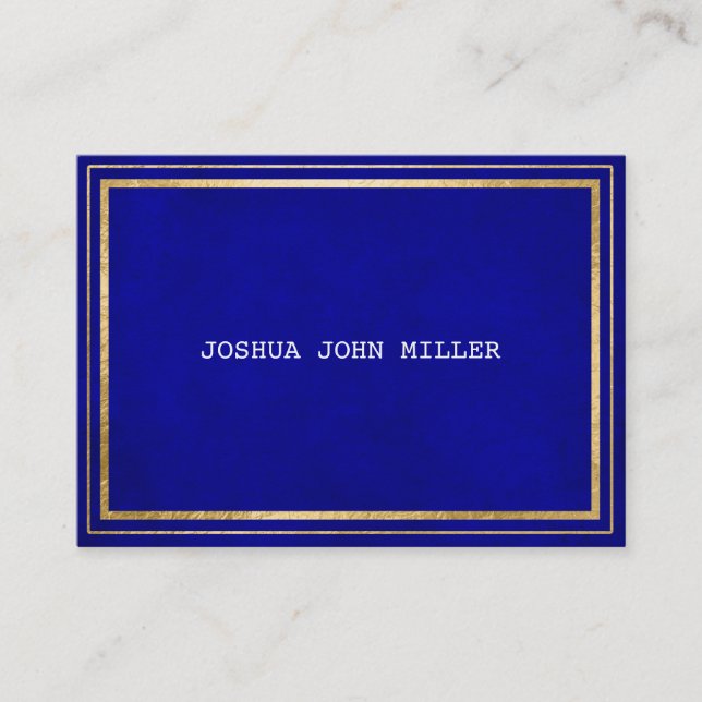 Blue Aquamarine Cobalt Golden Velvet White Vip Business Card (Front)