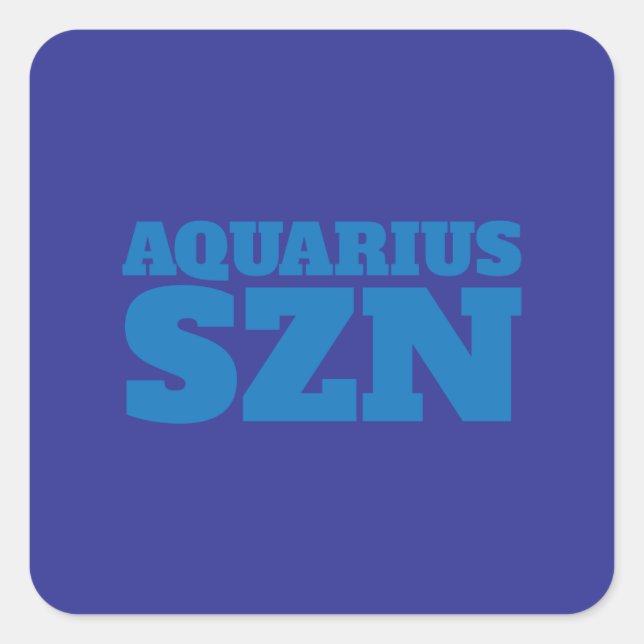 Blue Aquarius SZN Cool Square Sticker (Front)