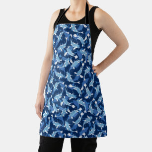 Blue Aquatic Pattern - Koi Fish Apron
