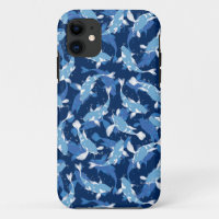 Blue Aquatic Pattern - Koi Fish