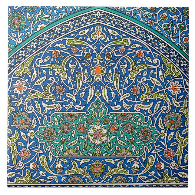 Blue Arabesque Design Tile (Front)