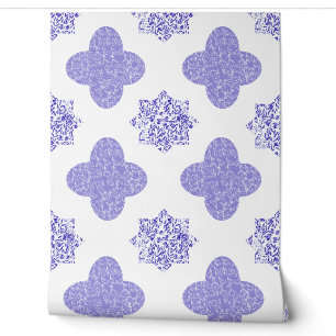 Blue Arabesque Floral Wallpaper