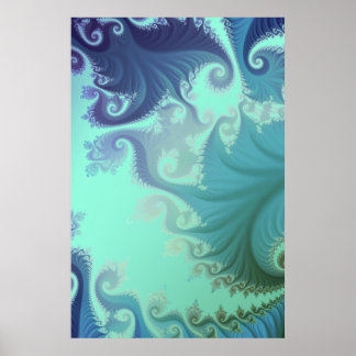 blue arabesque tryptich poster