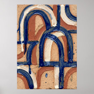 Blue Arch Abstract Pattern Poster