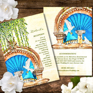 Blue Arch Baroque Mexican Wedding Details Enclosure Card