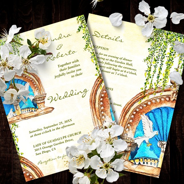 Blue Arch Baroque Mexican Wedding Invitation (Creator Uploaded)