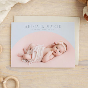 Blue Arch Frame Birth Announcement Card