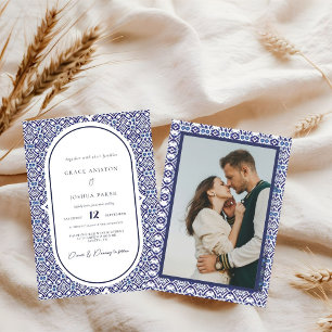 Blue Arch Mexican Talavera Spanish Wedding Invitation