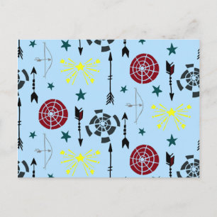 Blue Archery Bows Arrows and Targets Postcard