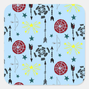 Blue Archery Bows Arrows and Targets Square Sticker