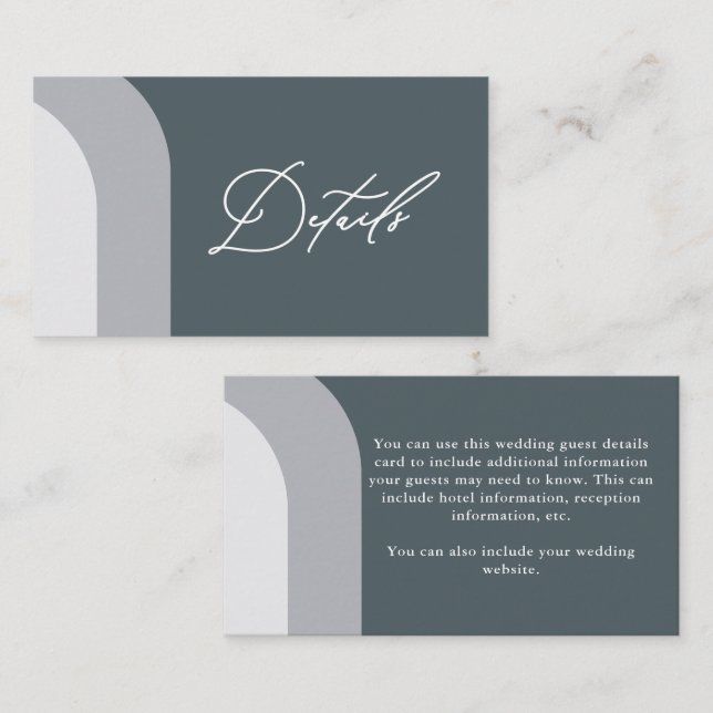 Blue Arches Wedding Guest Details Enclosure Card (Front/Back)