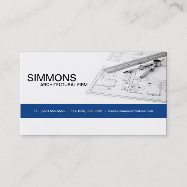 Blue Architectural Blue Print Business Card (Front)