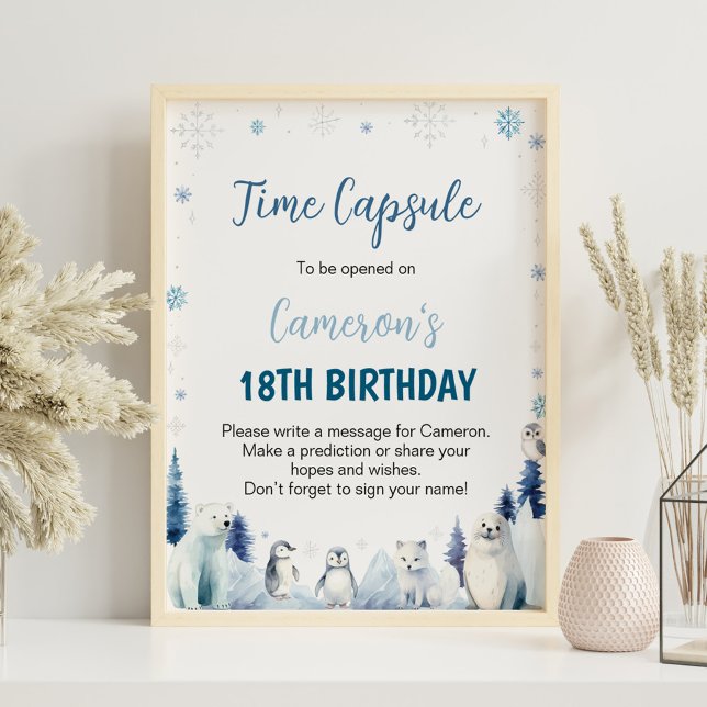 Blue Arctic Animals Birthday Time Capsule Sign (Creator Uploaded)