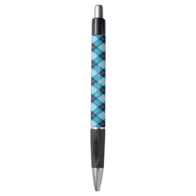 Blue Argyle Black Custom Name  (Front Vertical)