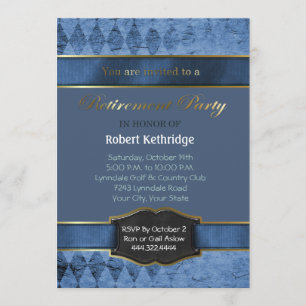 Blue Argyle Classic Retirement Party Invitations