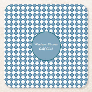 Blue Argyle Golf Pattern  Square Paper Coaster