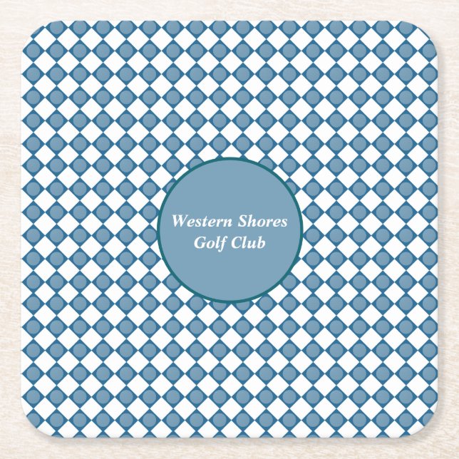 Blue Argyle Golf Pattern  Square Paper Coaster (Front)