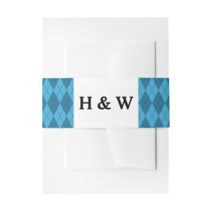 Blue Argyle Invitation Belly Band