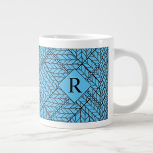 BLUE ARGYLE KNIT Big Mug + Initial