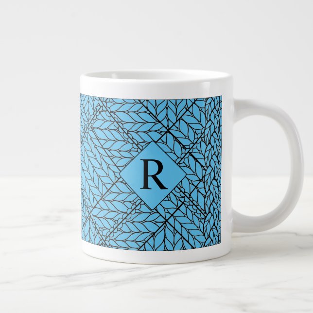 BLUE ARGYLE KNIT Big Mug + Initial  (Right)
