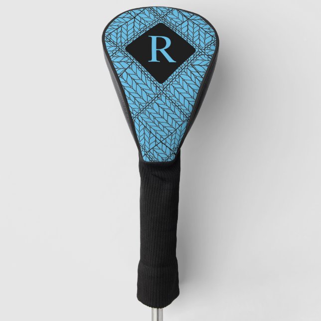 BLUE ARGYLE KNIT Golf Driver Cover + Initial II (Front)