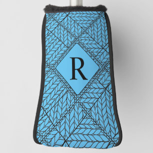 BLUE ARGYLE KNIT Golf Putter Cover + Initial