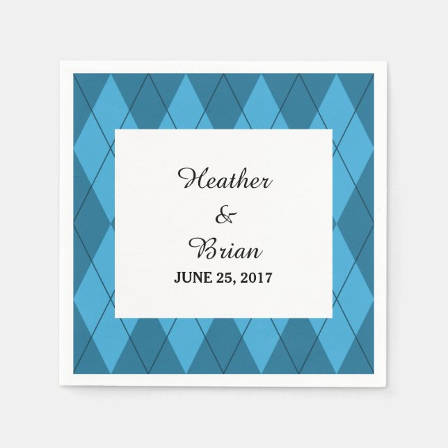 Blue Argyle Paper Napkins (Front)