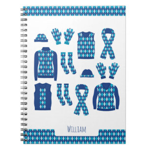 Blue Argyle Pattern Items Photo Notebook