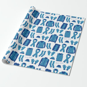 Blue Argyle Pattern Items Wrapping Paper - Large