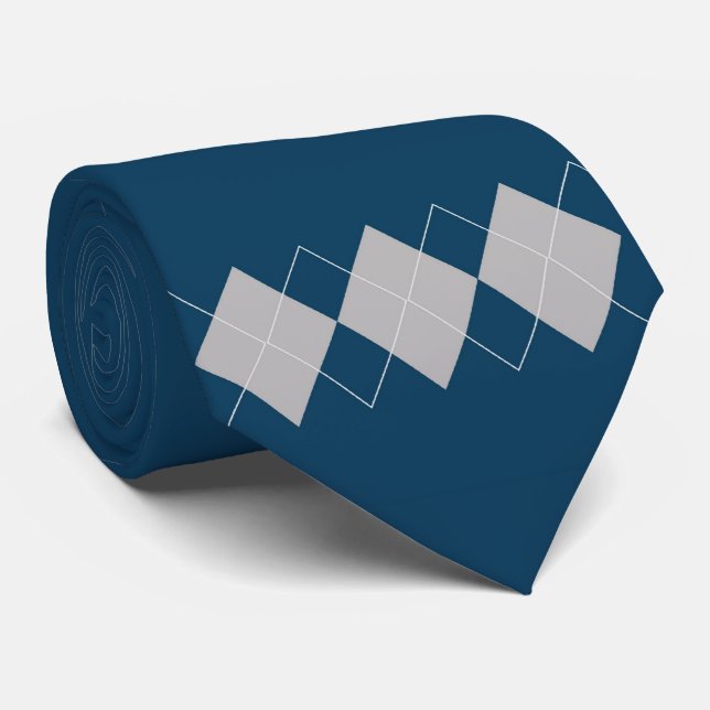 blue argyle pattern tie (Rolled)