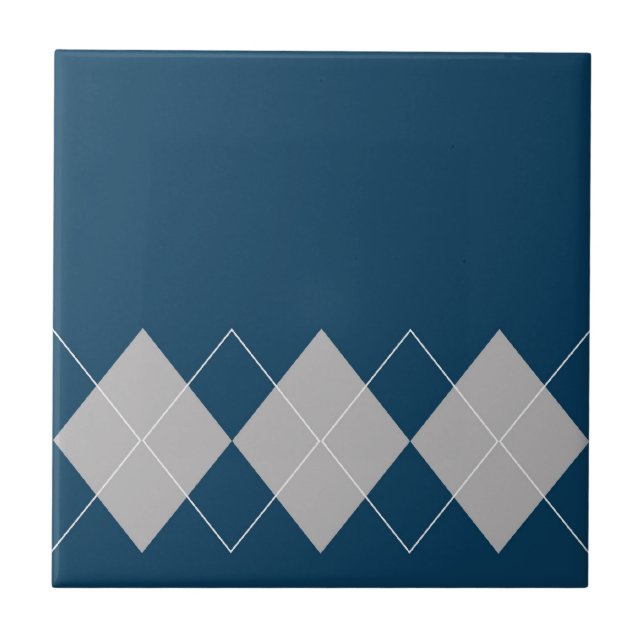 blue argyle pattern tile (Front)