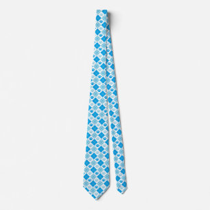 Blue Argyle Paw Print Pattern Tie