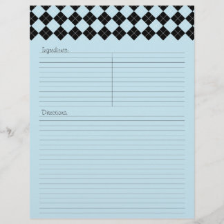 Blue Argyle Recipe Letterhead
