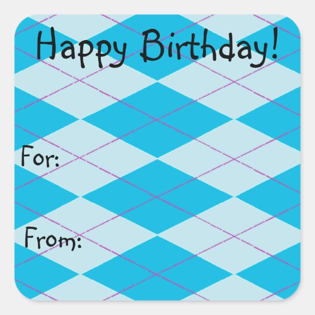 Blue Argyle Square Sticker (Front)