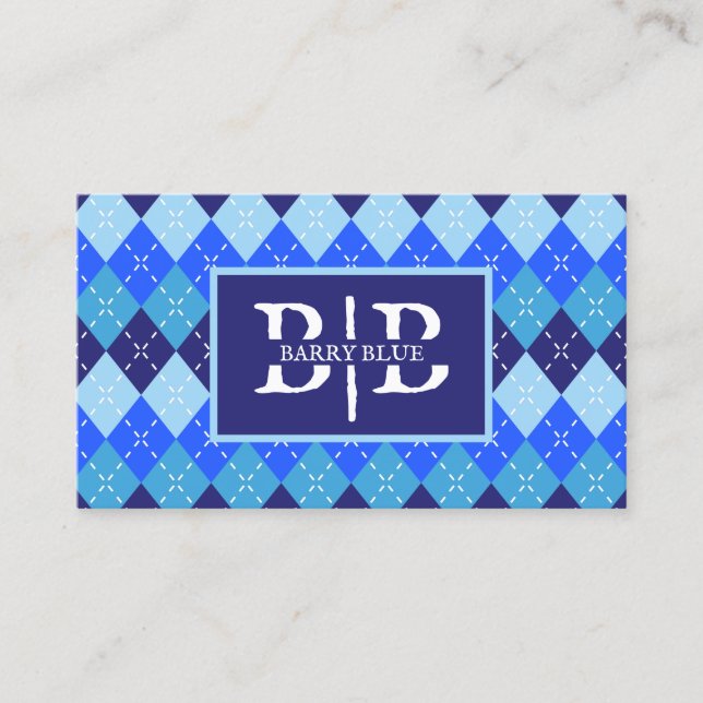 Blue Argyle Unique Business Branding Business Card (Front)