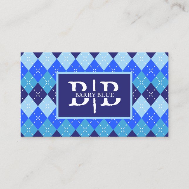 Blue Argyle Unique Business Branding Card (Front)