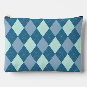 Blue Argyle Vintage Pattern Accessory Pouch