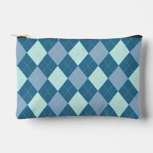 Blue Argyle Vintage Pattern Accessory Pouch