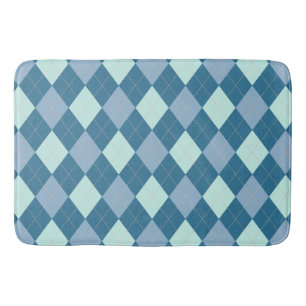 Blue Argyle Vintage Pattern Bath Mat