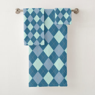 Blue Argyle Vintage Pattern Bath Towel Set