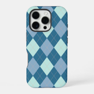 Blue Argyle Vintage Pattern iPhone 16 Pro Case