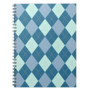 Blue Argyle Vintage Pattern Notebook