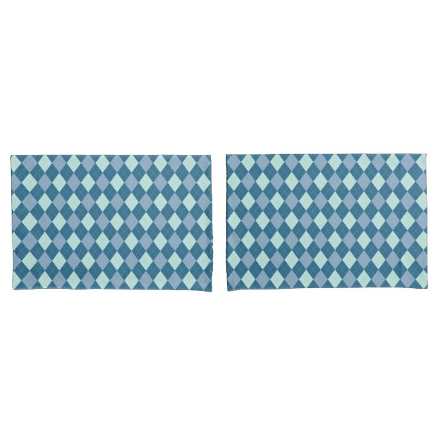 Blue Argyle Vintage Pattern Pillowcase (Front-Set)