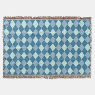Blue Argyle Vintage Pattern Throw Blanket