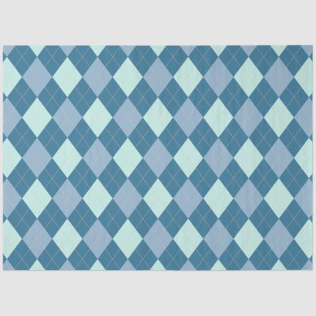 Blue Argyle Vintage Pattern Tissue Paper (Front)