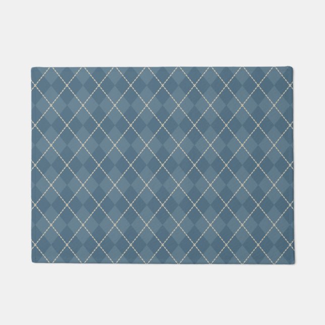 Blue Argyle Welcome Doormat (Front)