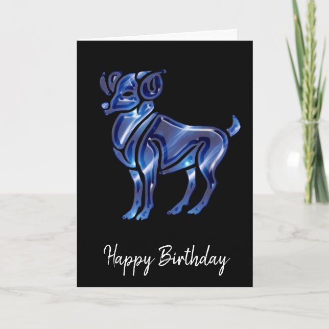 Blue Aries Sign Birthday Card (Front)